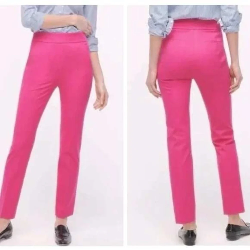 J. Crew Remi Women's Fushia Bi-Stretch Cotton Ankle Crop Pant Back Seam Size 6‎